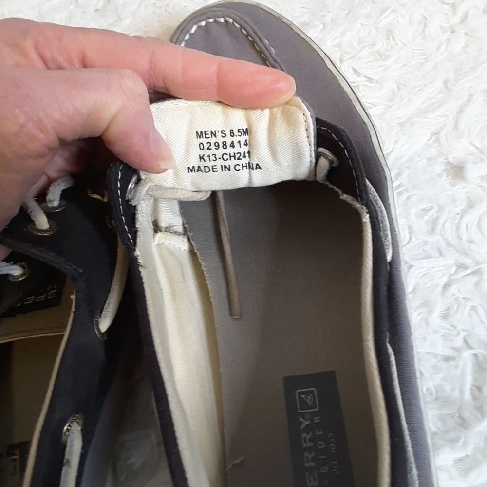 Sperry 0298414 canvas black grey boat shoe 8.5 Mens